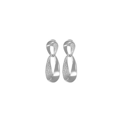 ORECCHINO DOPPIO PENDENTE OVALE ZIRCONATO IN ARGENTO 925°/°°