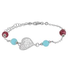 BRACCIALE SEMILAVORATI RICCIOLINO E PIETRE DURE IN ARGENTO 925°/°°