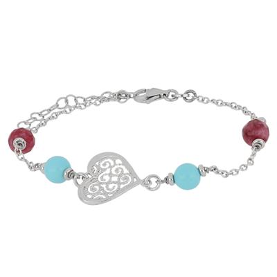 BRACCIALE SEMILAVORATI RICCIOLINO E PIETRE DURE IN ARGENTO 925°/°°