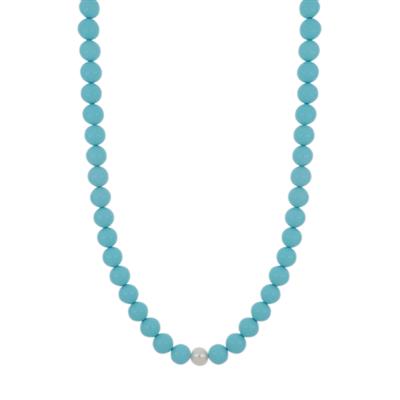 COLLANA MADREPERLA TURCHESE CON PERLA NATURALE IN ARGENTO 925°/°°