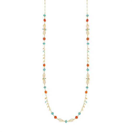 COLLANA LUNGA SPINELLO QUARZO E CORNEOLA IN ARGENTO 925°/°°