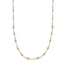 COLLANA TURCHESE AFRICANO SPINELLO CORALLO ROSA ARGENTO 925°/°°