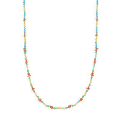 COLLANA TURCHESE AFRICANO SPINELLO CORALLO ROSA ARGENTO 925°/°°
