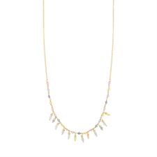 COLLANA SPINELLO E OVALINE PENDENTI ACQUAMARINA IN ARGENTO 925°/°°