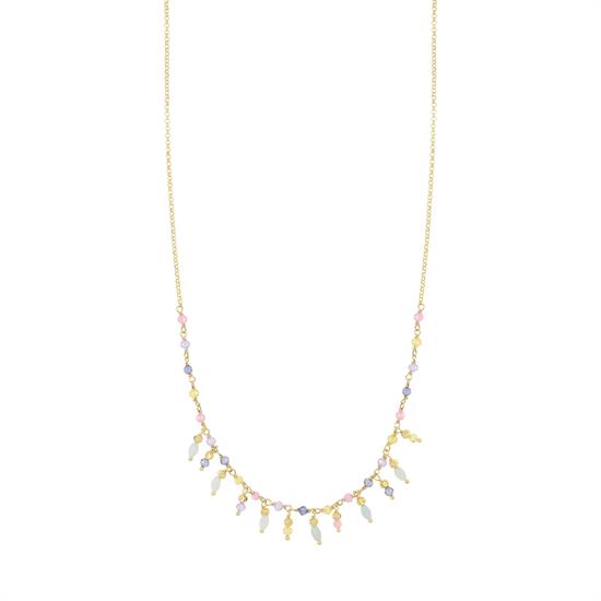 COLLANA SPINELLO E OVALINE PENDENTI ACQUAMARINA IN ARGENTO 925°/°°