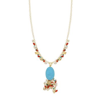 COLLANA OVALE PASTA TURCHESE CON LIMONE PIETRE DURE ARGENTO 925°/°°