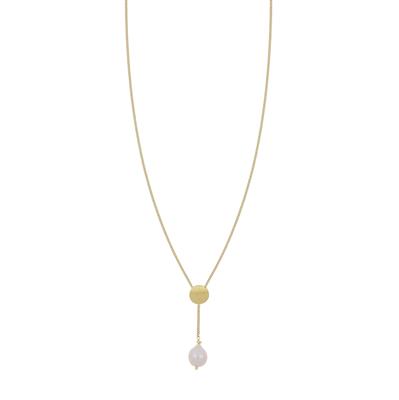 COLLANA GROUMETTA TONDINO SATINATO CON PERLA BAROCCA ARGENTO 925°/°°