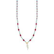 COLLANA FULMINE SPINELLO LEMON P.TURCH E AGATA FUXIA ARGENTO 925°/°°
