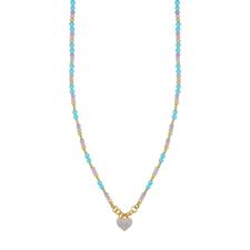 COLLANA CUORE P.TURCHESE SPINELLO VIOLA ROSA E LEMON ARGENTO 925°/°°