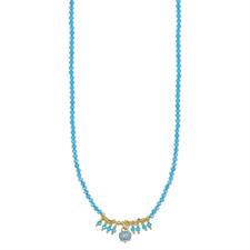 COLLANA SPINELLO AZZURRO E CAMPANELLA CZ ARGENTO 925°/°°
