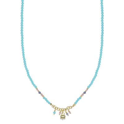 COLLANA PASTA DI TURCHESE E CAMPANELLA GIRO ZIRC. ARGENTO 925°/°°