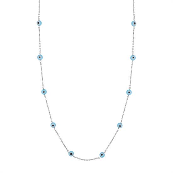 COLLANA 10 OCCHI SMALTI BOMBATO IN ARGENTO 925°/°°