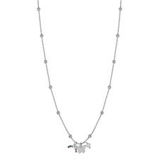 COLLANA ROSARIO CON FARFALLA BARRETTA E PERLINA ARGENTO 925°/°°