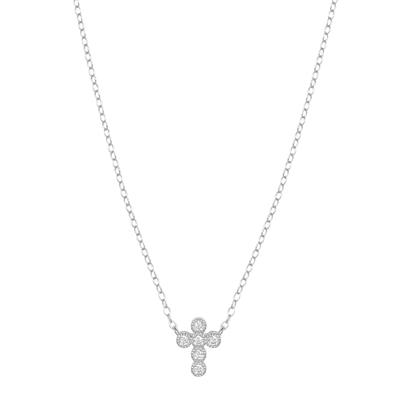 COLLANA FORZATINA E CROCETTA ZIRCONI TONDI BIANCHI ARGENTO 925°/°°
