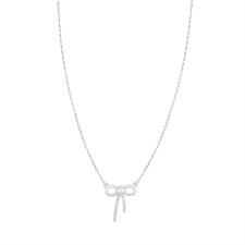 COLLANA FORZATINA CON FIOCCHETTO ZIRCONATO E PERLINA ARGENTO 925°/°°