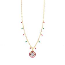 COLLANA CAMMEO 12MM SPIELLO COLOR E CATENA SOLE IN ARGENTO 925°/°°
