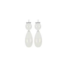 ORECCHINI SHELL WHITE 8MM CON GOCCIA SHELL IN ARGENTO 925°/°°