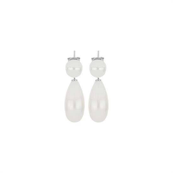 ORECCHINI SHELL WHITE 8MM CON GOCCIA SHELL IN ARGENTO 925°/°°