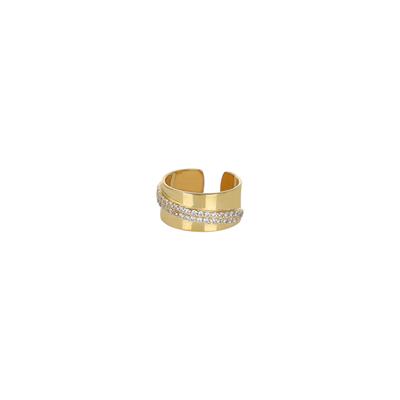ANELLO FASCIA LARGA LISCIA CON FILO DI ZIRCONI IN ARGENTO 925°/°°