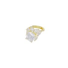 ANELLO DORATO ZIRCONI BIANCHI MIX QUADRATO E GOCCIA ARGENTO 925°/°°