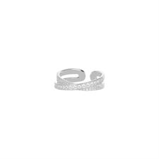 ANELLO INCROCIO REGOLABILE ZIRCONATO IN ARGENTO 925°/°°