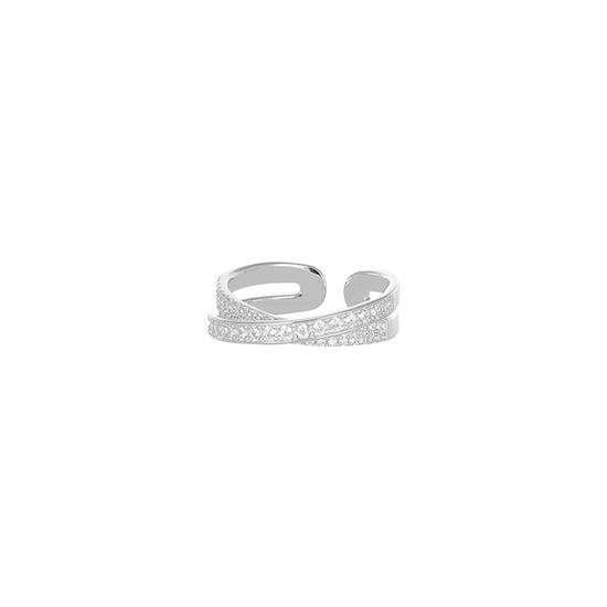 ANELLO INCROCIO REGOLABILE ZIRCONATO IN ARGENTO 925°/°°