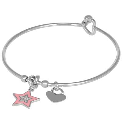 BRACCIALE MANETTA SILVER STELLA SMALTO E ZIRCONI IN ACCIAIO SILVER