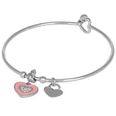 BRACCIALE MANETTA SILVER CUORE SMALTO E ZIRCONI IN ACCIAIO SILVER