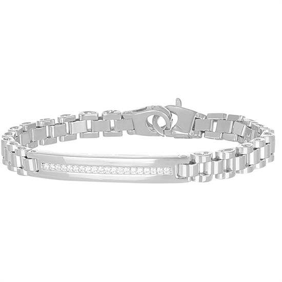 BRACCIALE MAGLIA PRESIDENT CON BARRETTA ZIRCONATA IN ARGENTO 925°/°°