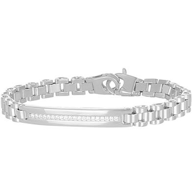 BRACCIALE MAGLIA PRESIDENT CON BARRETTA ZIRCONATA IN ARGENTO 925°/°°