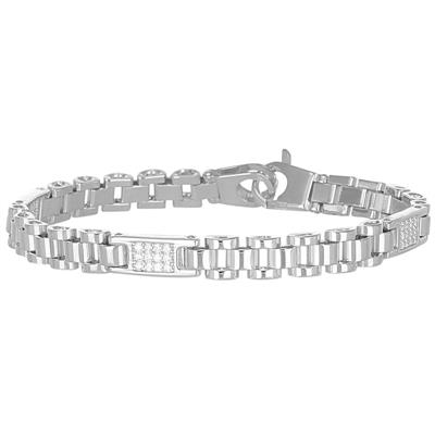 BRACCIALE MAGLIA PRESIDENT CON BARRETTA ZIRCONATA IN ARGENTO 925°/°°