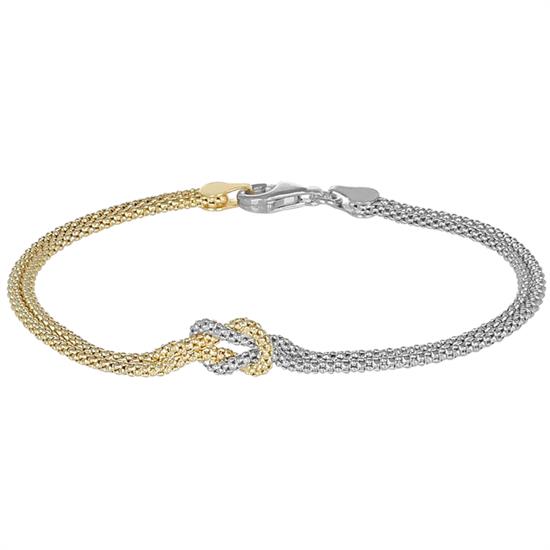 BRACCIALE NODO CON CATENA POP CORN 2MM IN ARGENTO 925°/°°
