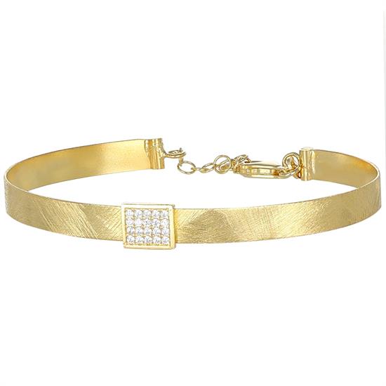BRACCIALE MANETTA SATINATA CON RETTANGOLO ZIRCONATO ARGENTO 925°/°°