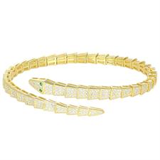 BRACCIALE MANETTA SERPENTE LAVORATO ZIRCONATO IN ARGENTO 925°/°°