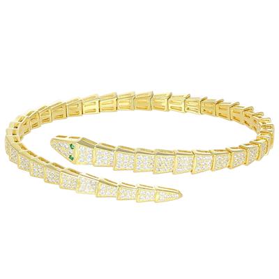 BRACCIALE MANETTA SERPENTE LAVORATO ZIRCONATO IN ARGENTO 925°/°°