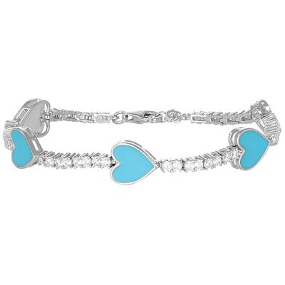 BRACCIALE TENNIS CON CUORI SMALTO PASSANTI IN ARGENTO 925°/°°