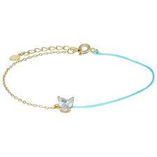 BRACCIALE CUORE ZIRCONATO CATENA E META'CORDINO COLOR ARGENTO925°/°°