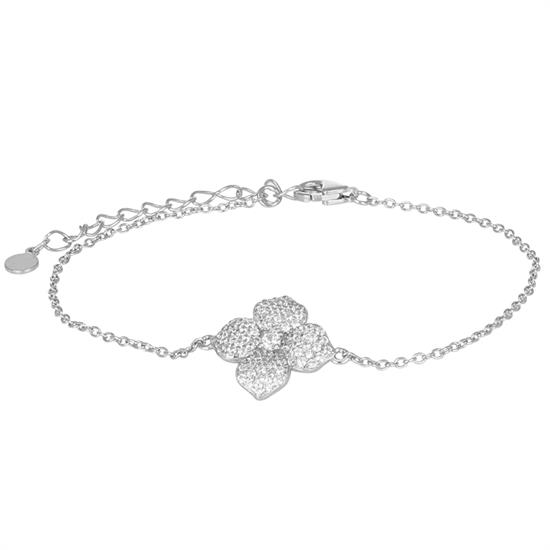 BRACCIALE FIORE ONDULATO ZIRCONATO IN ARGENTO 925°/°°