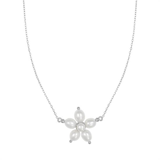COLLANA FIORE DI SHELL OVALI IN ARGENTO 925°/°°