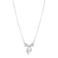 COLLANA FIOCCO PIATTO ZIRCONATO IN ARGENTO 925°/°°