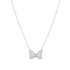 COLLANA FIOCCO BOMBATO ZIRCONATO IN ARGENTO 925°/°°