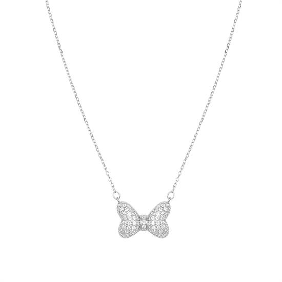COLLANA FIOCCO BOMBATO ZIRCONATO IN ARGENTO 925°/°°