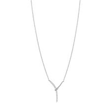 COLLANA BARRETTA A Y CON CURVA 28MM ZIRCONI IN ARGENTO 925°/°°