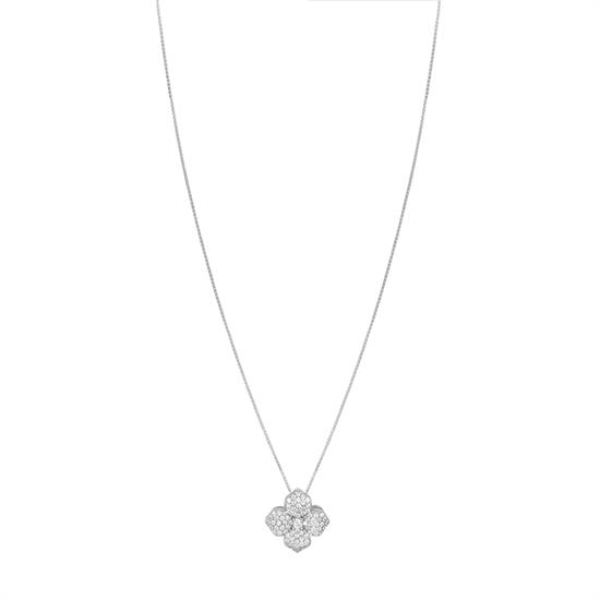 COLLANA FIORE ONDULATO ZIRCONATO IN ARGENTO 925°/°°