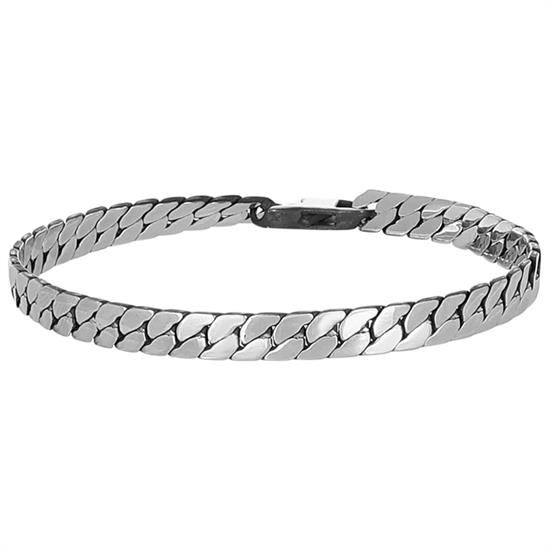 BRACCIALE GROUMETTA SCHIACCIATA 6MM INVECCHIATA IN ACCIAIO
