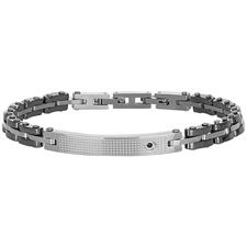 BRACCIALE CERAMICA TAGHETTA RIGATA CON ZIRCONE IN ACCIAIO
