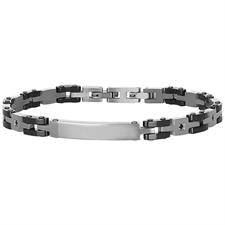 BRACCIALE CERAMICA TAGHETTA ALTERNATA CON ZIRCONE IN ACCIAIO