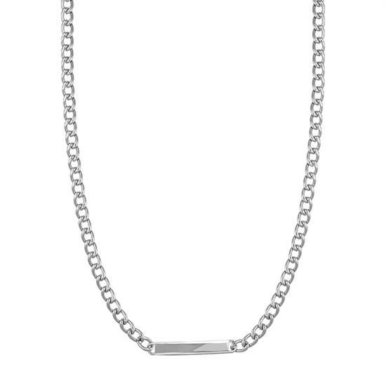 COLLANA GROUMETTA 6MM + TARGHETTA CENTRALE IN ACCIAIO 60CM