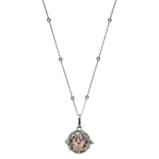 COLLANA CHIAMA ANGELI ALBERO DELLA VITA ZIRCONI BICOLOR RODIO BRASS