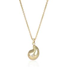 COLLANA CHIAMA ANGELI GOCCIA BOMBATA E MONO ZIRCONE BIANCO BRASS